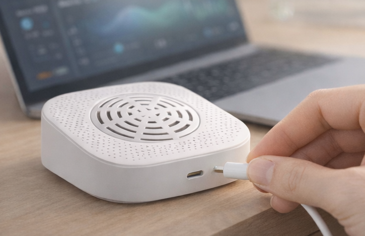 USB-C cable being plugged into the Envora One